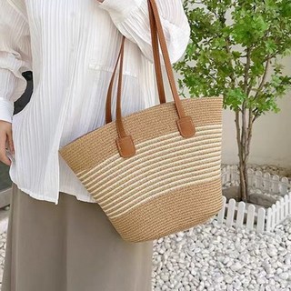 블리키 스트라이프 라탄 여성 숄더 가방