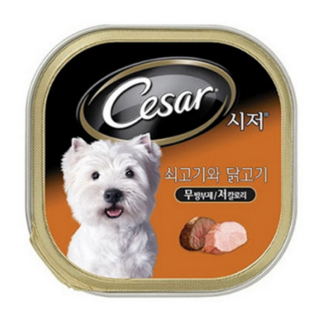 시저 애견간식 캔, 소+닭, 100g, 8개