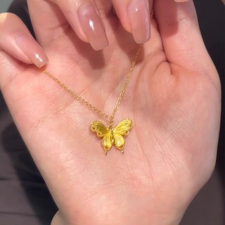 鴻利首飾廠 金色靈蛇與蝴蝶流蘇項鏈 新中式復古生肖蛇鎖骨鏈