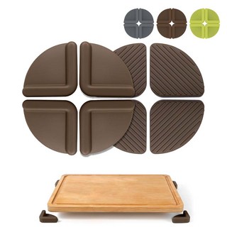 루이 실리콘 도마 보호 매트 미끄럼방지 내마모성 강력 흡착 세척 간편 주방/가정/요식업, 갈색, 4개