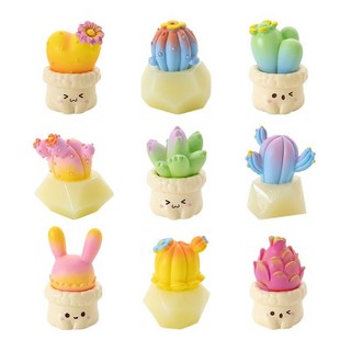 微景觀創意可愛仿真多肉仙人掌盆栽苔蘚園藝裝飾品配件桌面小擺件, 1個, 仿真多肉盆栽一套9個