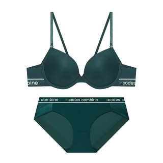 코데즈컴바인이너웨어 베이직 라인포인트 에어로쿨 브라 햄팬티세트_딥그린
