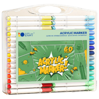 ENMY 丙烯馬克筆套裝80色，水性無毒快乾，高覆蓋多材質適用，兒童安心繪畫創作, 60個, 1套