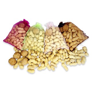 정월대보름 부럼 망사주머니 대 피땅콩150g + 호두4알 견과류, 1세트, 땅콩150g+호두4알, 150g