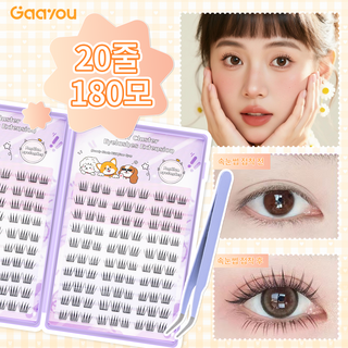 Gaayou 노글루 인조 속눈썹 클래식 내추럴 대용량 20줄 원터치 촬촬한 속눈썹, 1개, F74