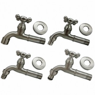 SUS304 不鏽鋼水龍頭 復古十字把手 洗衣機水龍頭 陽台水龍頭, 1個