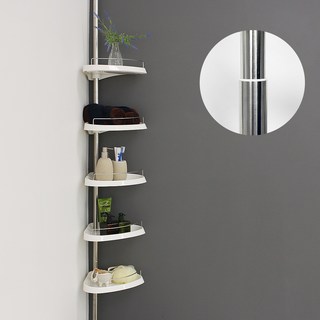 욕실 스텐 선반 정리 욕실수납선반 5단 기둥식 기둥식선반 욕실세제정리 욕실기둥선반, 블랙