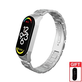 金屬不鏽鋼錶帶 替換腕帶, 銀色,小米手環7, 1個