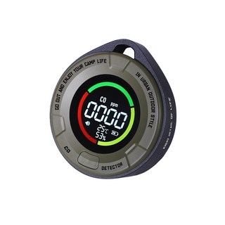 ADAMOUTDOOR 一氧化碳偵測警報器 防瓦斯中毒警報器 天然氣煤氣偵測器 警報器 露營小物 煤油暖爐必備, 一氧化碳偵測警報器 軍綠色, 1個