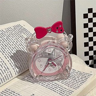 芭比風鬧鐘 桌面時鐘 學生起床鬧鈴 床頭時鐘, 一套粉色鬧鐘+一個紅色蝴蝶結（送電池）