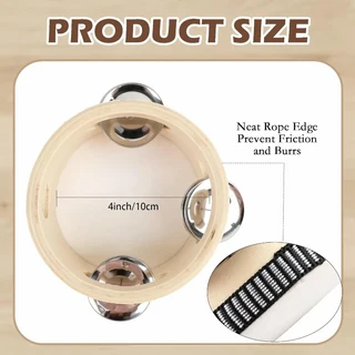 결혼식 탬버린 드럼 핸드 헬드 타악기 선물 나무 금속 징글 뮤지컬 교육용 파티용, 01 빠른, 03 6 PCS, 01 Beige