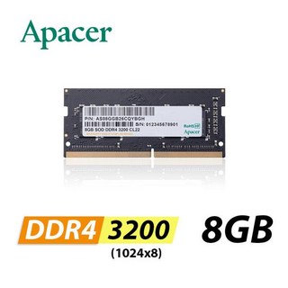 Apacer宇瞻 8GB 16GB 32GB DDR4 3200 SODIMM 筆記型電腦 筆電NAS記憶體, 1個, DDR4 3200 8GB