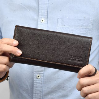 真皮荔枝紋三折長夾 咖色皮夾 NWD16