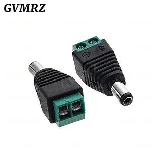 5개 12V 2.1 x 5.5mm DC 전원 수컷 플러그 잭 어댑터 커넥터 CCTV 단색 LED 조명용 5.5*2.5mm 소켓, 02 5.5x2.1mm, 01 Male head