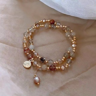 鴻利首飾廠 複古法式珍珠手串 ins小衆設計 輕奢水晶串珠手鏈 時尚學生手飾