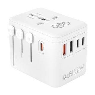 오든오 전세계 해외 여행용 멀티어댑터 GaN 35W 초고속충전 2500W 화이트, 1개
