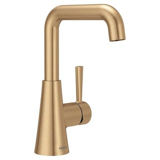 로난 스팟 레지스트 브러시드 니켈 더블 벤드 싱글 홀 모던 욕실 싱크대 수도꼭지 옵션 데크 플레이트 및 스프링 로드 배수 어셈블리 84024SRN, Single Handle, Chrome, 1개