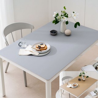 (16colors 11size) 깐깐공주 100% 방수 가죽 식탁보 테이블보 식탁매트 테이블매트, 120x80cm, 양면-12 (Gray+LightGold), 1개