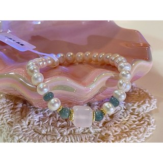 淡水珍珠天然石手鍊 簡約優雅氣質手環 5MM