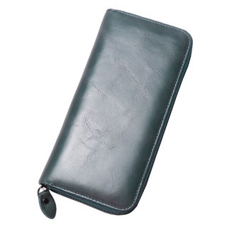 拉鍊長夾 多卡位 牛皮錢包