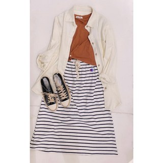 條紋中長裙