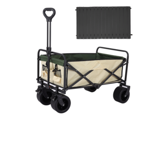 대형 캠핑 웨건 상판세트 접이식 카트 이동식 광폭타이어, 1개, 베이지&그린+블랙
