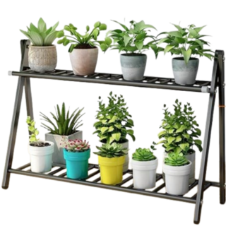 하루모리 모던심플 올스텐 화분정리대 스탠드형, 2단, 블랙대형