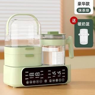 국민육아템 분유포트 전기포트 티포트 전기 살균기 젖병 보온 버튼식 건조 자동출수형 일체형, 12in1 마차 그린벨트 스티머  살균건조항온끓는 물우