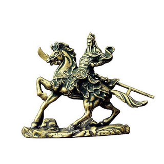 銅器工藝品 黃銅九龍騎馬關公 戰馬關羽神像 小銅關公擺件 工藝禮品禮物 中式復古擺件 附發票, 騎馬關公