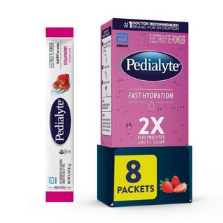 페디알라이트 빠른 수분 공급 전해질 파우더 팩 딸기 맛 음료 24개 1회용 Pedialyte, 2.4 온스 (1개 묶음)