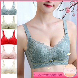 爆乳性感蕾絲內衣，雙肩帶小胸聚攏文胸，無鋼圈手掌杯加厚墊舒適上托防下垂