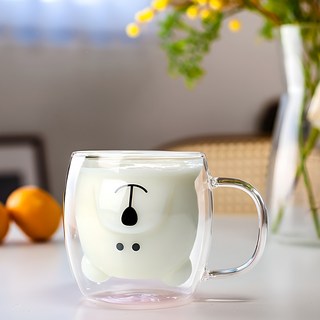 Leto 小熊雙層耐熱玻璃杯 250ml, 1個, 透明