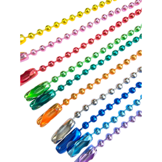 [고품질 군번줄] 더블유제이 광택 군번줄 컬러 볼체인 50개입, 혼합, 1세트