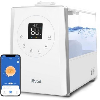 LEVOIT 르보잇 가정용 침실용 스마트 웜앤쿨 미스트 가습기 6L 화이트, 웜&쿨 미스트블랙6L