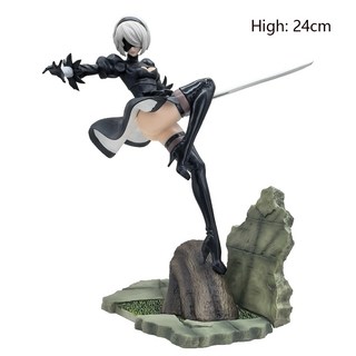 Yorha 그림 NieR Automata 2B No.2 Tpye B 애니메이션 피규어 디럭스 24cm PVC 모델 액션 입상 컬렉션 장식, 04 No Box