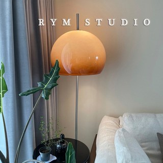 RYM studio 蘑菇月光落地燈 臥室床頭燈 包豪斯中古風 ins少女 客廳LED復古玻璃落地燈, 月光漸變落地燈