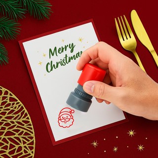 리빙드림 크리스마스 스탬프 만년 도장, 산타1, 1개, 레드