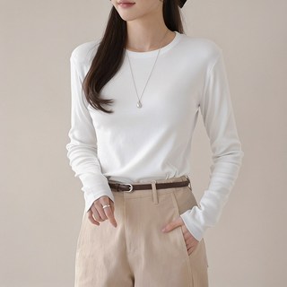 데일리앤 순수 여성 기본 잔골지 면 모달 스판 레이어드 긴팔 티셔츠 봄 가을