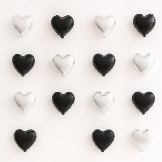 해피제이니 미니하트 20개 파티 생일 은박 호일풍선 파티풍선 세트, 1세트, 블랙 미니하트 하트풍선만