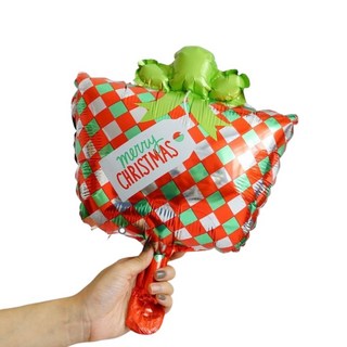 聖誕禮物造型格子氣球 派對裝飾 節慶氣氛, 紅, 1個