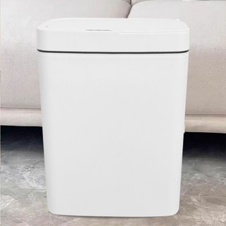 1+1 세트 18L+15L KUAHAI 자동 센서 쓰레기통 화장실 기저귀 냄새차단 휴지통, 흰색