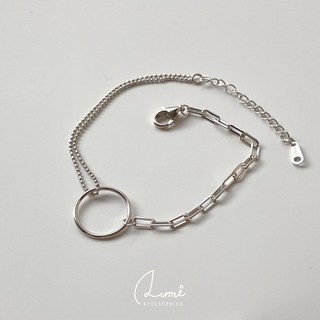 ALUMI 格紋圓珠純銀手鍊 s925純銀鍍18K金 不對稱雙層簡約時尚手鍊