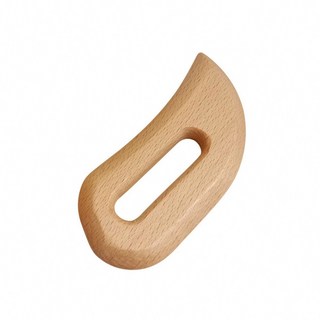 櫸木按摩刮痧板套組 半月形按摩器 附精油 穴位圖 收納袋, 1個, 單購 半月板, 木