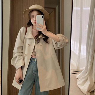 法式休閒甜美風衣外套 小個子高級感中長款休閒外套 (2026新款)