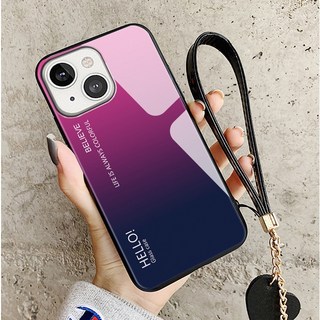 適用 iPhone 14 Pro Max Plus 手機殼 玻璃鏡面防摔保護套 漸變時尚 全包手機套 保護殼 多色可選