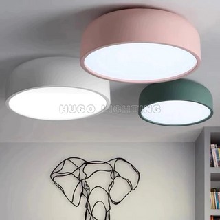 雨果燈飾 北歐馬卡龍吸頂燈 書房主燈 圓型臥室客廳陽台走道燈具, 雅灰色 高級特製烤漆,48*17cm E27陶*5 不含燈泡