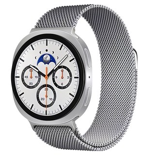 Seefer 밀라노 루프 밴드 마그네틱 조절 슬림 메탈 편직 견고 교체 팔찌 남녀공용 통용사이즈 방수 내구성 강한 스마트워치 스트랩, 은색