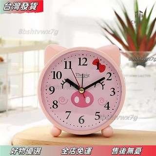 壹灣熱賣 兒童鬧鐘 學生專用 卡通會說話靜音 多功能小鬧鈴 兒童可愛卡通起床識字學生鬧錶 臥室簡約書桌大號禮品創意鍾錶, 067粉豬