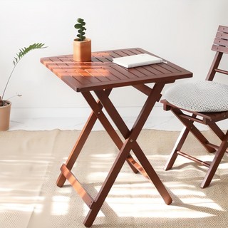 벤트리 원목 접이식 베이직 카페 테이블 2color 홈카페 테이블, 브라운 색상