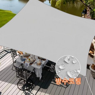 방수 썬쉐이드 95% UV 사각형 그늘막 차양 돛 타프 캐노피 대형 내구성 썬쉐이드 타프 베란다 테라스 옥상 단독주택 정원 야외 쉬운 설치, 밝은 회색